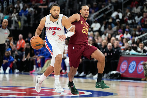 Detroit Pistons guard Cade Cunningham, left, drives against Cleveland Cavaliers guard Jaylon Tyson during the first half of an NBA basketball game, Monday, Oct. 27, 2025, in Detroit. (AP Photo/Ryan Sun) Detroit Pistons guard Cade Cunningham, left, drives against Cleveland Cavaliers guard Jaylon Tyson during the first half of an NBA basketball game, Monday, Oct. 27, 2025, in Detroit. (AP Photo/Ryan Sun)