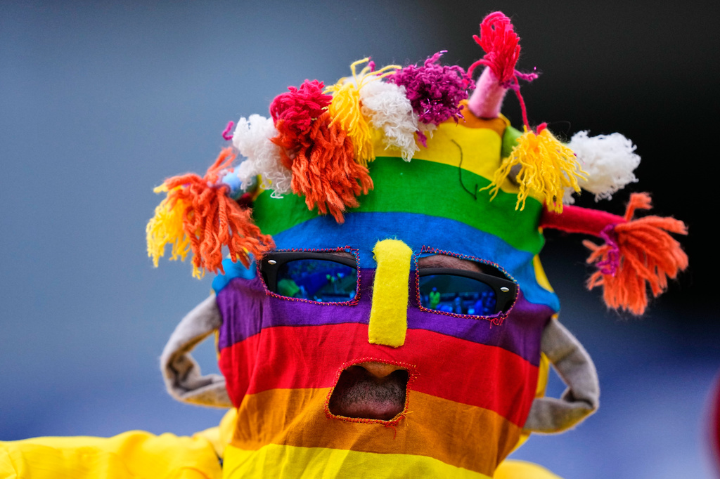 Fans react ahead of the World Cup Group E soccer match between Ivory Coast and Ecuador in Philadelphia, Sunday, June 14, 2026. (AP Photo/Petr David Josek)