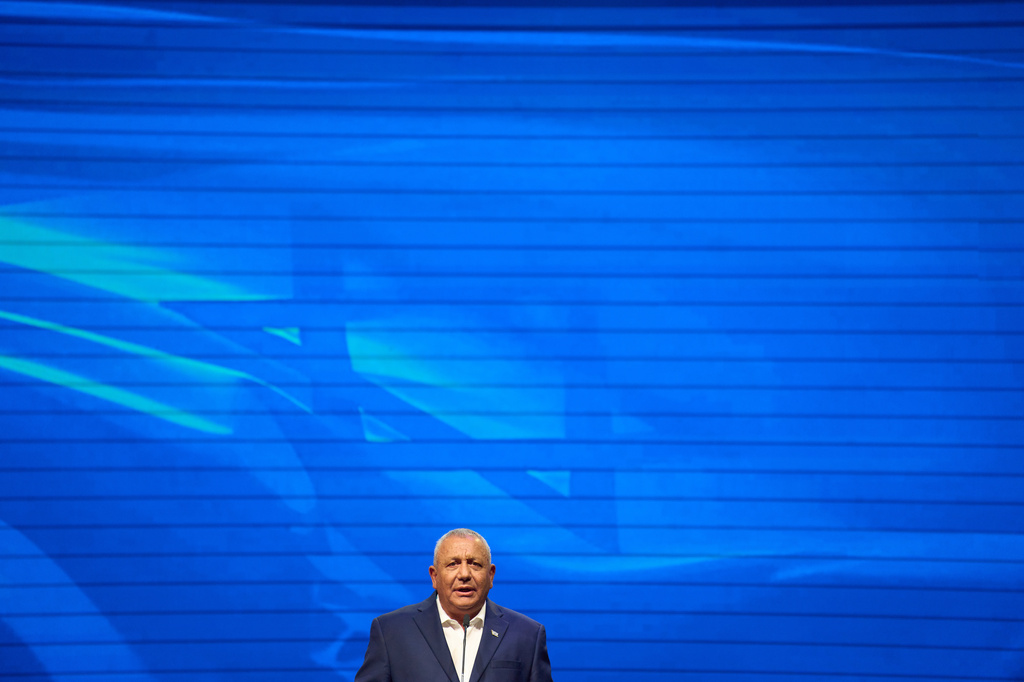 Gadi Eisenkot, former Israeli military Chief of Staff and leader of the centrist party Yashar ("Straight"), speaks at the Drom HaSharon Regional Council in Israel during the launch of his party's election campaign Tuesday, June 30, 2026. (AP Photo/Ariel Schalit)