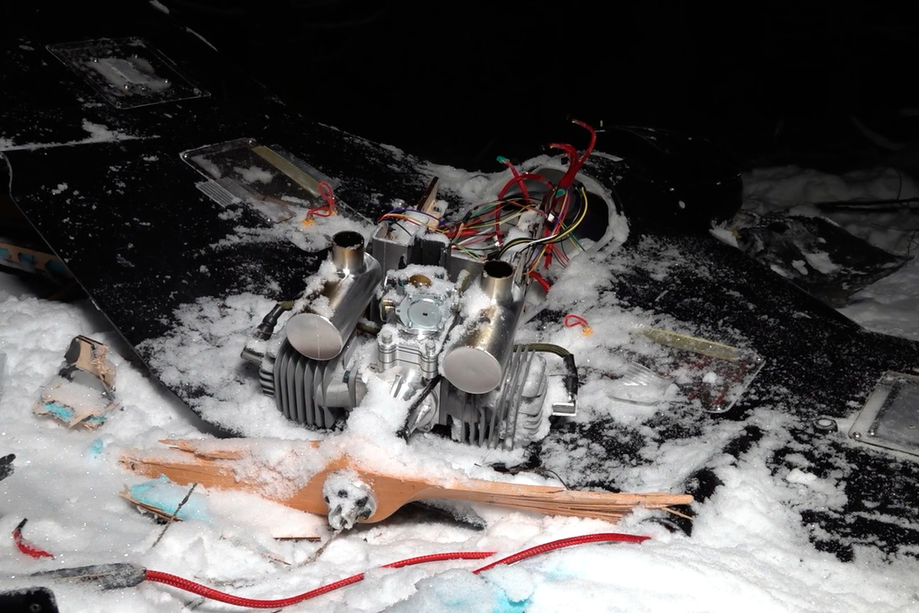 This image made from undated video provided by the Russian Defense Ministry Press Service on Wednesday, Dec. 31, 2025, shows a downed drone at an undisclosed location that it said was one of the Ukrainian drones involved in an alleged attack on a residence of President Vladimir Putin this week – a claim Kyiv has denied as a "lie". (Russian Defense Ministry Press Service via AP)