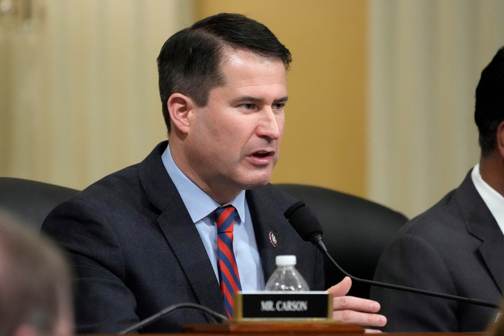 FILE - Rep. Seth Moulton, D-Mass., questions witnesses during a hearing on Capitol Hill, Feb. 28, 2023, in Washington. (AP Photo/Alex Brandon, File)