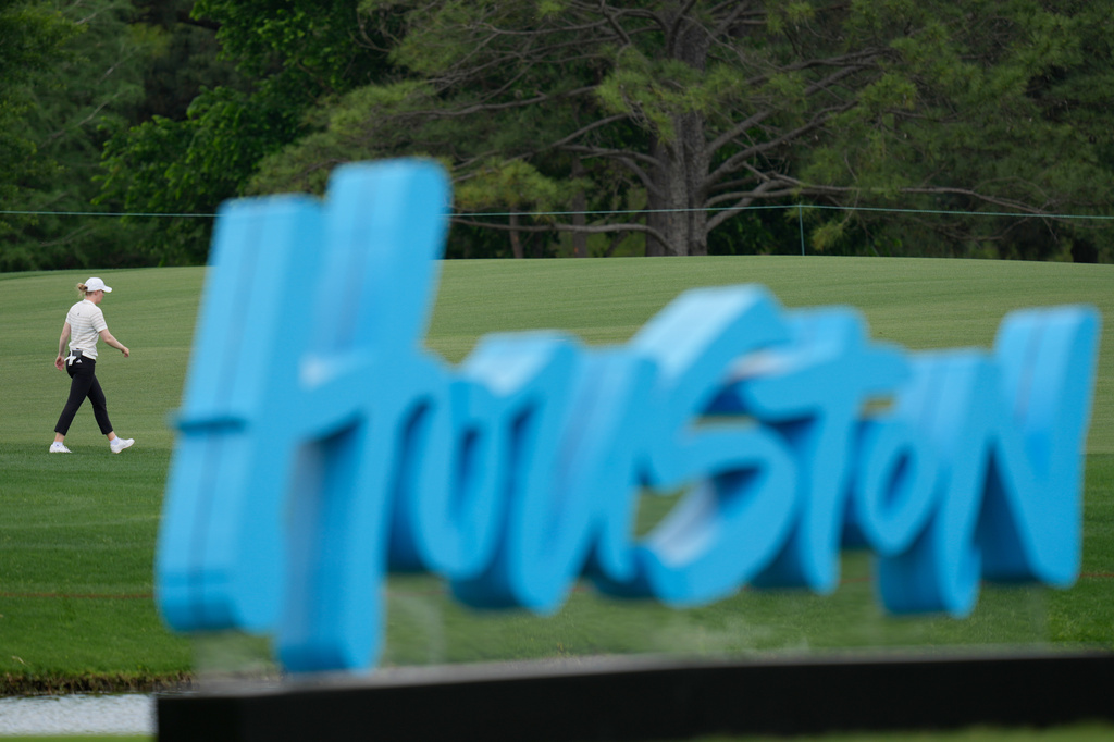 Cassie Porter, of Australia, walks up the 16th fairway during a practice round for the Chevron Championship LPGA golf tournament Wednesday, April 22, 2026, in Houston. (AP Photo/David J. Phillip)