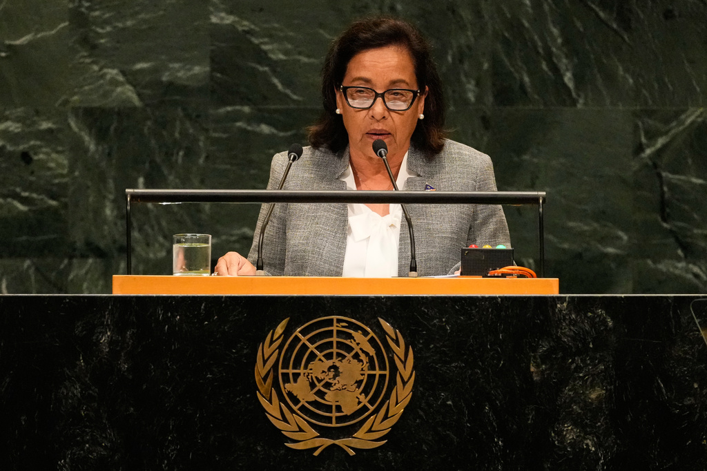 Marshall Islands' President Hilda Heine speaks during the 81st session of the United Nations General Assembly at United Nations headquarters, Friday, Sept. 25, 2026. (AP Photo/Seth Wenig)