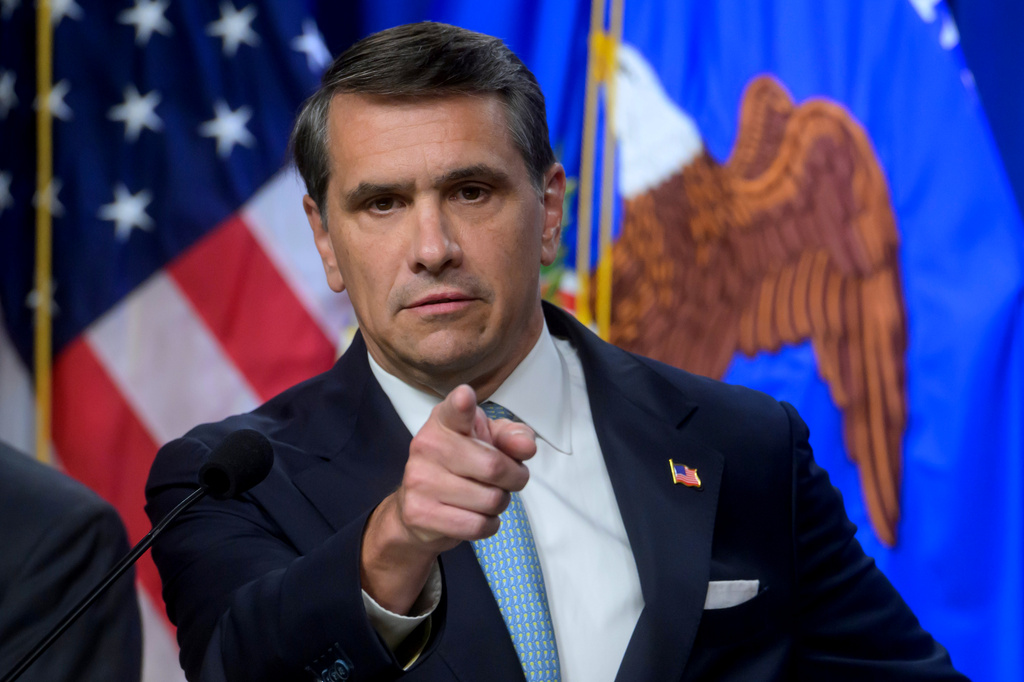 Acting Attorney General Todd Blanche speaks during a news conference at the Department of Justice, Wednesday, August 5, 2026 in Washington. (AP Photo/Rod Lamkey, Jr.)
