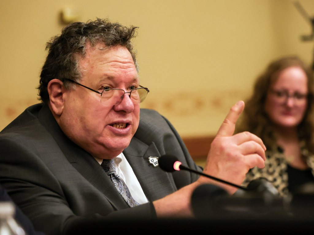UW Board of Regents member Timothy Nixon speaks during a hearing with the Wisconsin State Senate Committee on Education on Thursday, April 9, 2026 at the Wisconsin State Capitol in Madison, Wis. (Owen Ziliak/Wisconsin State Journal via AP)