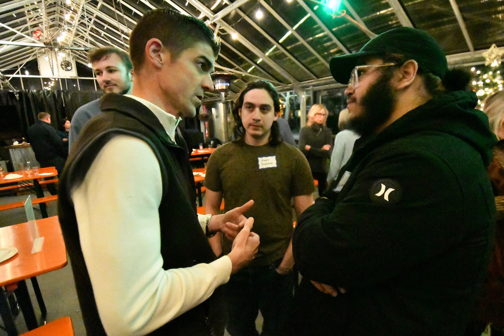 Ryan Crosswell, a former federal prosecutor who quit the Department of Justice in protest, speaks to attendees at a campaign event for his run for Congress, Dec. 4, 2025, in Allentown, Pa. (AP Photo/Marc Levy)