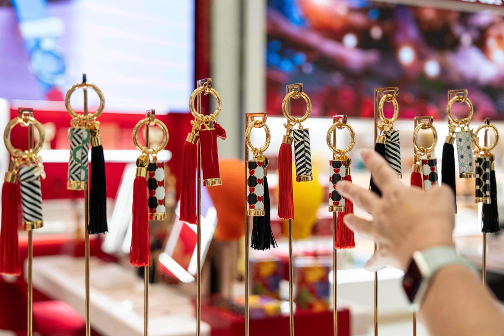 Cosmetics products by Carolina Herrera are displayed at Macy's flagship store, Friday, Nov. 21, 2025, in New York. (AP Photo/Yuki Iwamura)