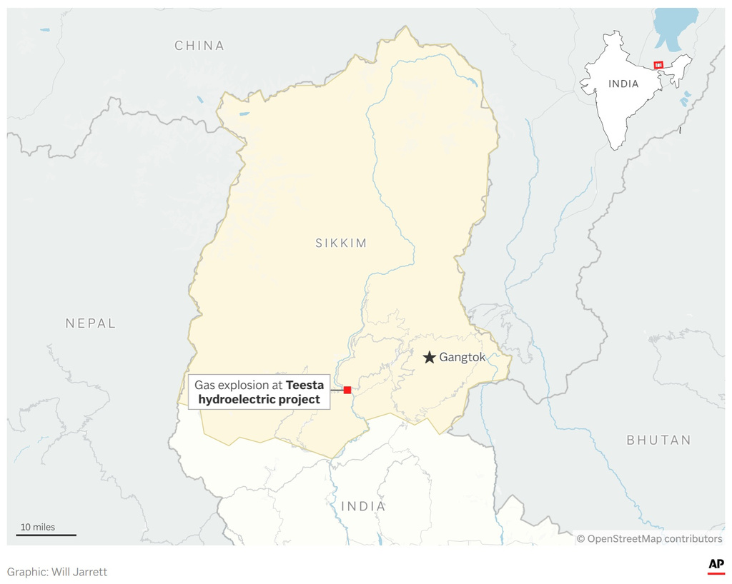 A map showing the location of a gas explosion in India. (AP Digital Embed)