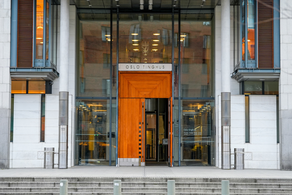 Exterior view of the Oslo courthouse in Oslo, Norway, Monday, Feb. 2, 2026. (Lise Aserud/NTB Scanpix via AP)