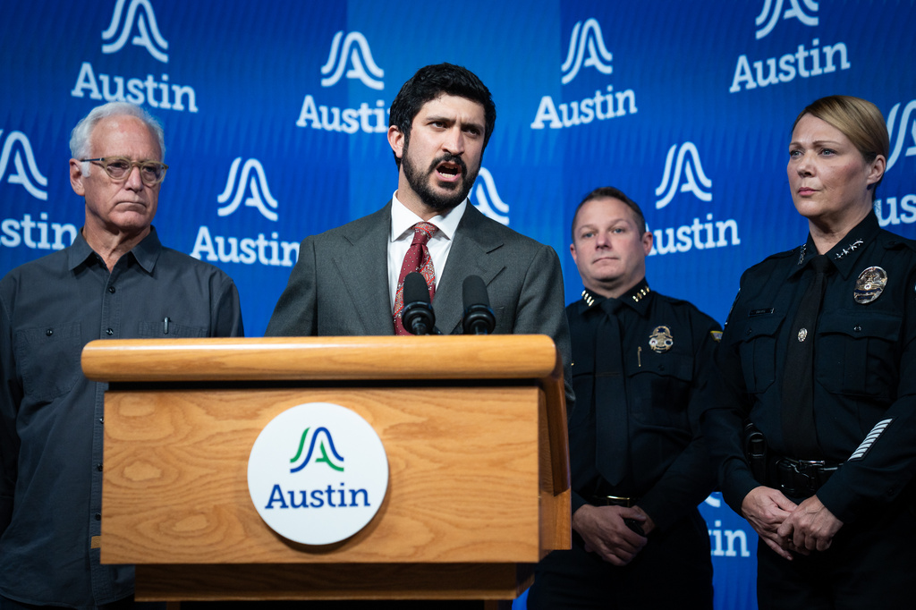 U.S. Rep. Greg Casar speaks during a news conference at Austin City Hall, Sept. 20, 2026, after a federal immigration agent shot and wounded a man in North Austin, Texas (Sara Diggins/The San Antonio Express-News via AP)