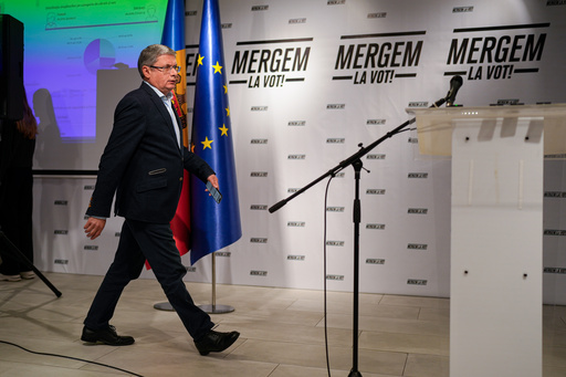 Igor Grosu, president of Moldova's parliament and leader of the pro-EU Party of Action and Solidarity arrives to a press briefing after the polls closed for the parliamentary election, in Chisinau, Moldova, Sunday, Sept. 28, 2025. (AP Photo/Vadim Ghirda) Igor Grosu, president of Moldova's parliament and leader of the pro-EU Party of Action and Solidarity arrives to a press briefing after the polls closed for the parliamentary election, in Chisinau, Moldova, Sunday, Sept. 28, 2025. (AP Photo/Vadim Ghirda)
