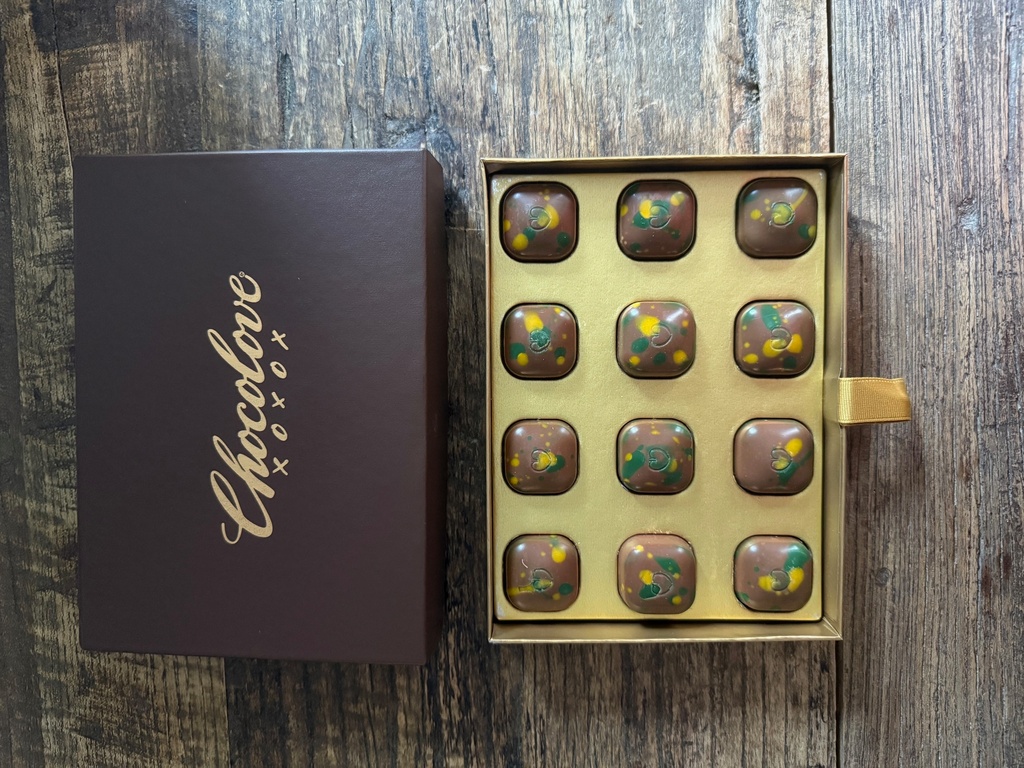 Pieces of Dubai chocolate by Chocolove are displayed in New York. (Katie Workman via AP)