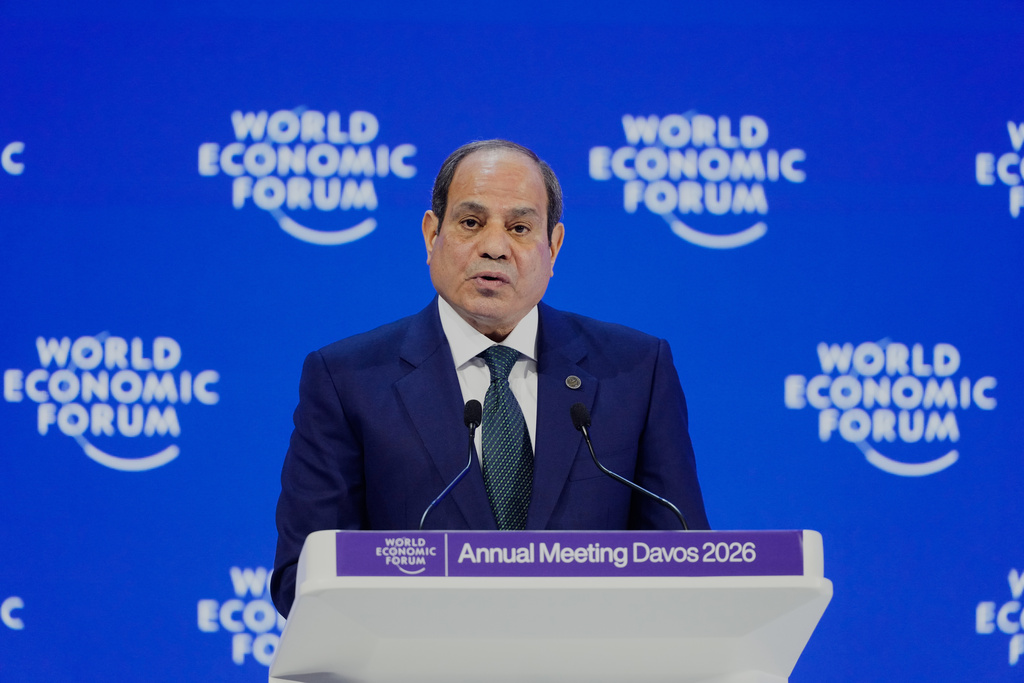 President of Egypt Abdel Fattah El-Sisi speaks during the Annual Meeting of the World Economic Forum in Davos, Switzerland, Wednesday, Jan. 21, 2026. (AP Photo/Markus Schreiber)