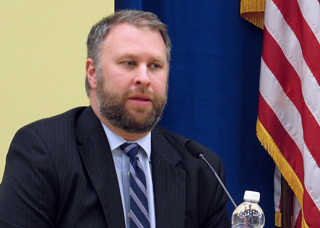 FILE - Ohio Republican Party Chairman Matt Borges participates in a question-and-answer session in Columbus, Ohio, Feb. 11, 2016. (AP Photo/Andrew Welsh-Huggins, File)