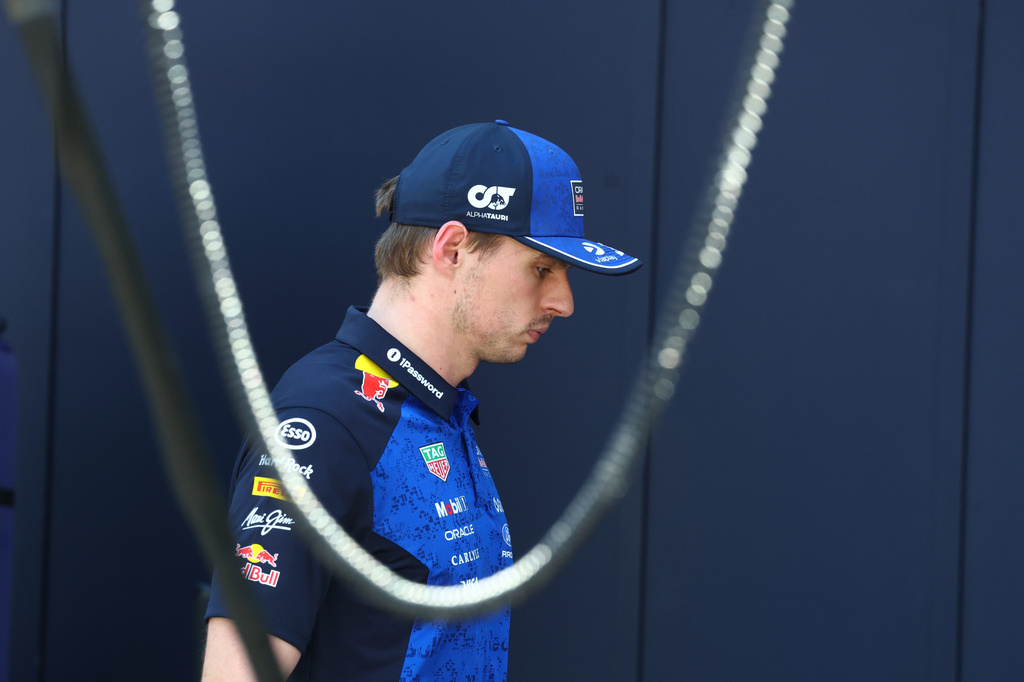 Red Bull driver Max Verstappen, of the Netherlands, reacts at the pit during the Formula One Monaco Grand Prix race at the Monaco racetrack, Sunday, June 7, 2026. (Yves Herman, Pool Photo via AP)