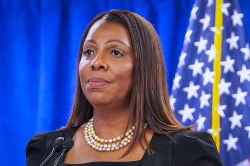 FILE - New York Attorney General Letitia James speaks during a press briefing, Feb. 16, 2024, in New York. (AP Photo/Bebeto Matthews, File) FILE - New York Attorney General Letitia James speaks during a press briefing, Feb. 16, 2024, in New York. (AP Photo/Bebeto Matthews, File)