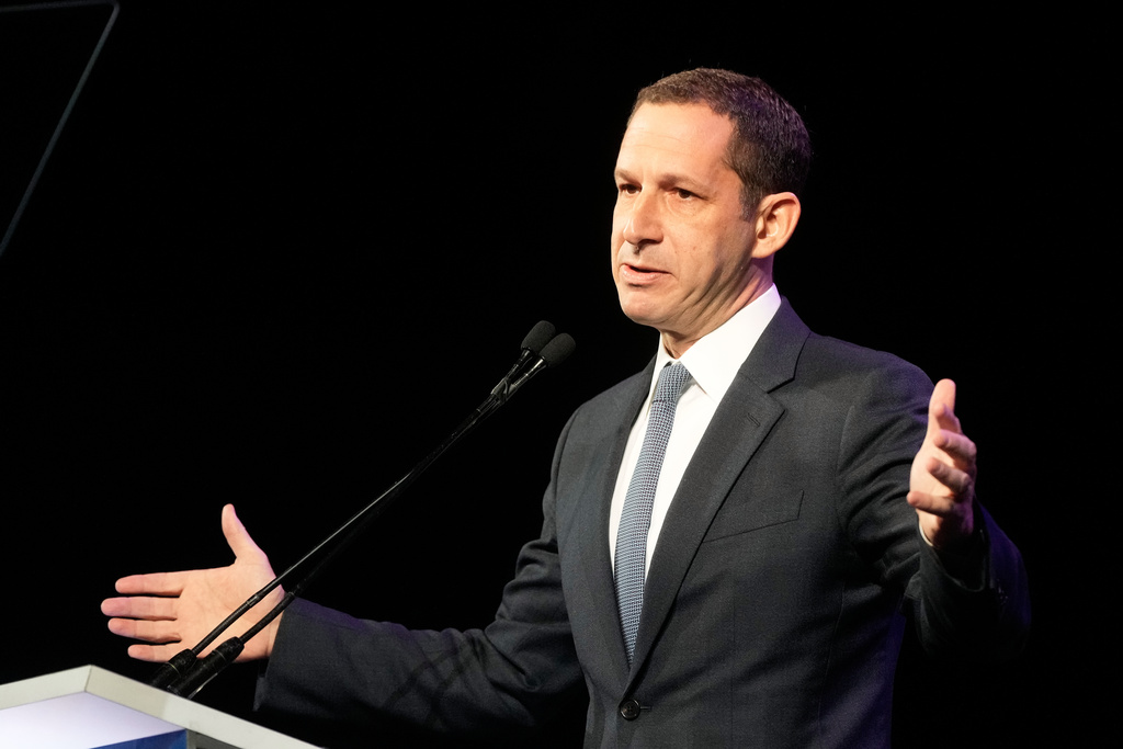 FILE - San Francisco Mayor Daniel Lurie speaks at the 2026 California Democratic Party State Convention in San Francisco, Saturday, Feb. 21, 2026. (AP Photo/Jeff Chiu, File)