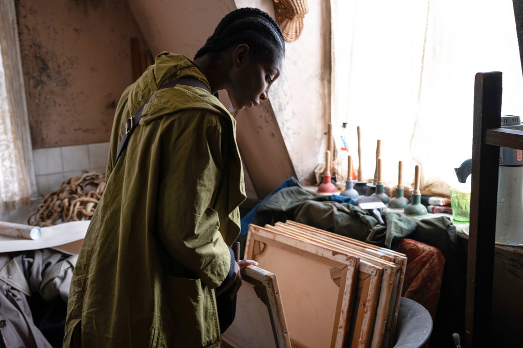 This image released by Neon shows Michaela Coel in a scene from "The Christophers." (Claudette Barius/Neon via AP)