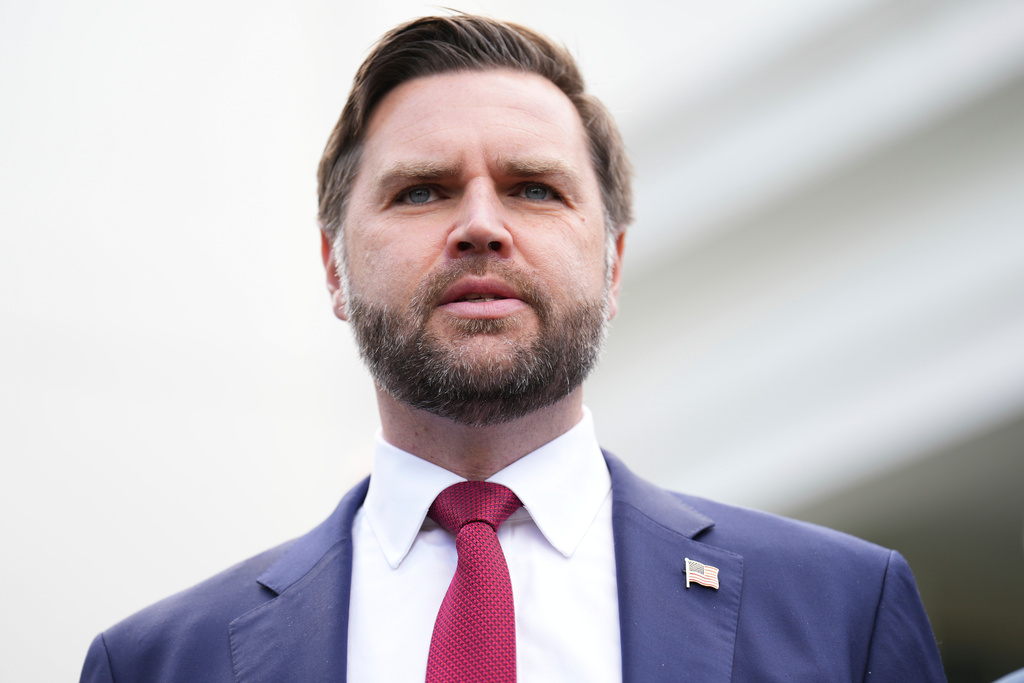 Vice President JD Vance speaks to the media about the impact of the government shutdown on the aviation industry, outside of the West Wing of the White House, Thursday, Oct. 30, 2025, in Washington. (AP Photo/Jacquelyn Martin)