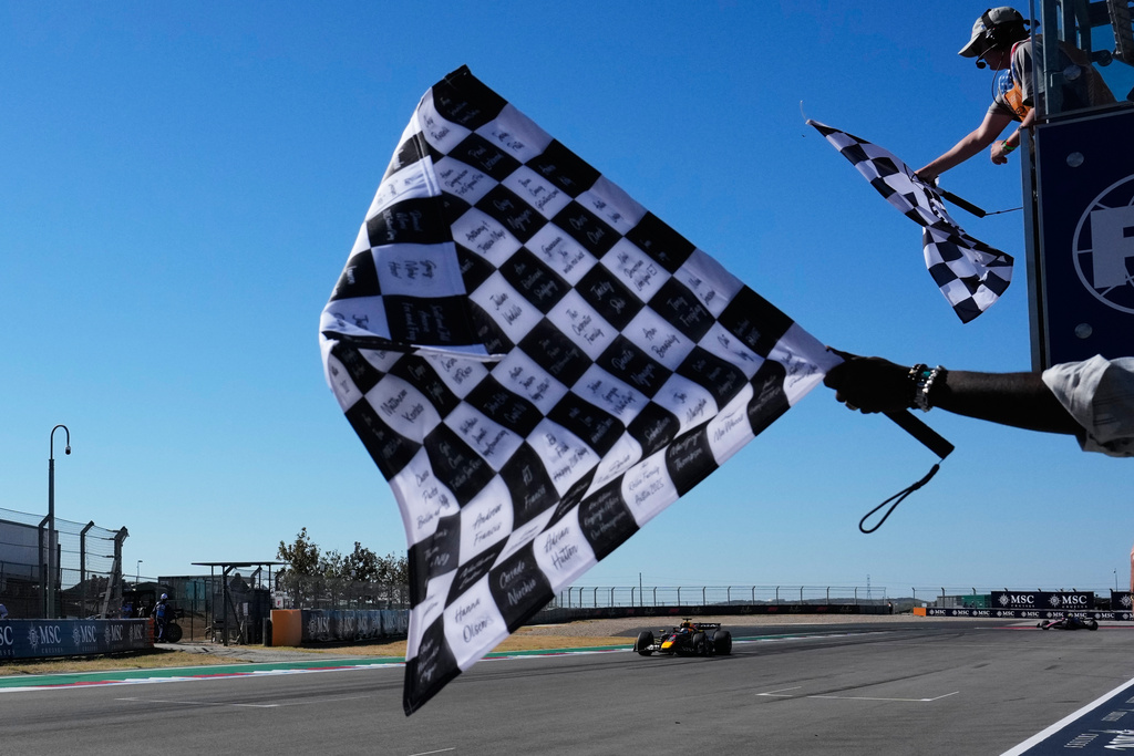 Red Bull driver Max Verstappen of the Netherlands steers his car during the Formula One U.S. Grand Prix auto race in Austin, Texas, Sunday, Oct. 19, 2025. (AP Photo/John Locher, Pool)