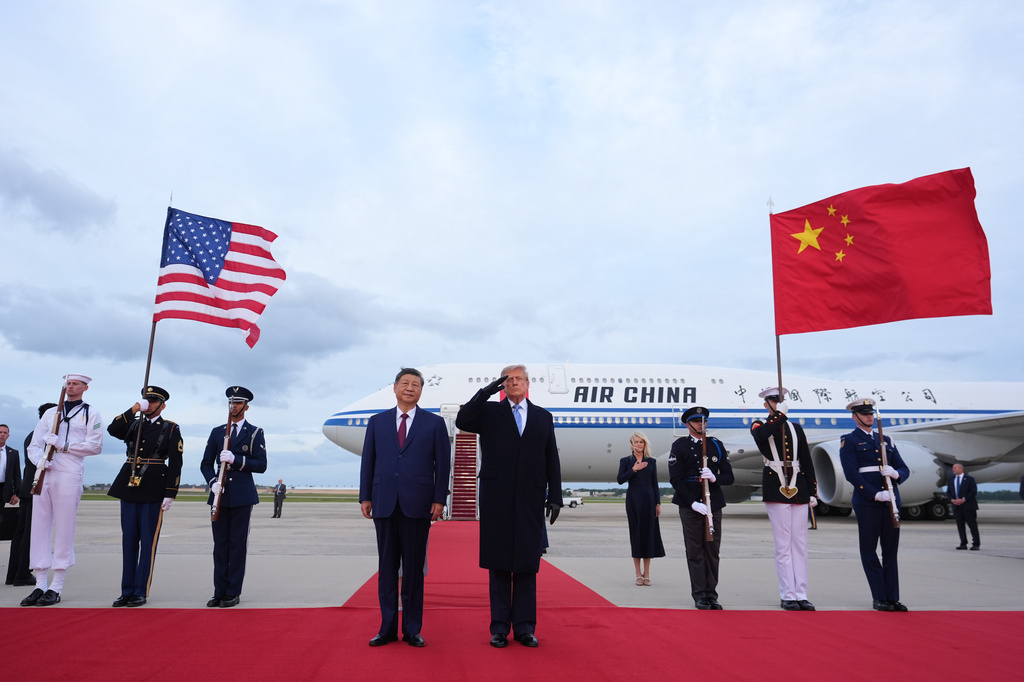 President Donald Trump and China's President Xi Jinping participate in an arrival ceremony at Joint Base Andrews, Md., Wednesday, Sept. 23, 2026.(AP Photo/Alex Brandon)