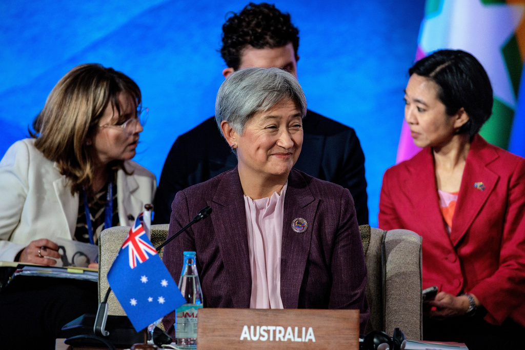 Australian Foreign Minister Penny Wong, center, attends the 33rd ASEAN Regional Forum (ARF), part of the Association of Southeast Asian Nations (ASEAN) Foreign Ministers' Meeting in Pasay, Metro Manila, Philippines Thursday, July 23, 2026. (Ezra Acayan/Pool Photo via AP)
