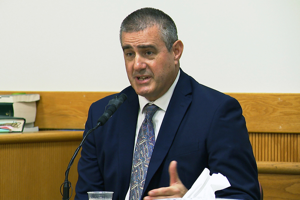 FILE - Rhode Island basketball coach Aaron Thomas testifies on May 5, 2025 in Wakefield, R.I. (WPRI via AP, Pool, File)