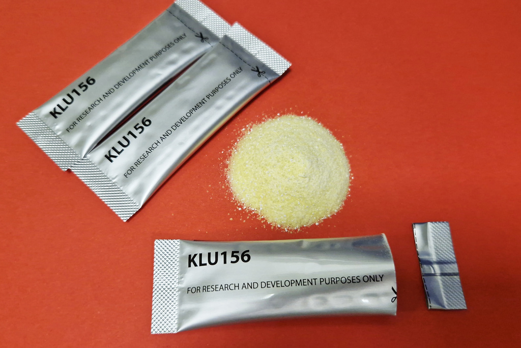 This October 2024 image provided by Novartis shows GanLum, a new anti-malaria treatment, at a manufacturing facility in Slovenia. (Novartis via AP)