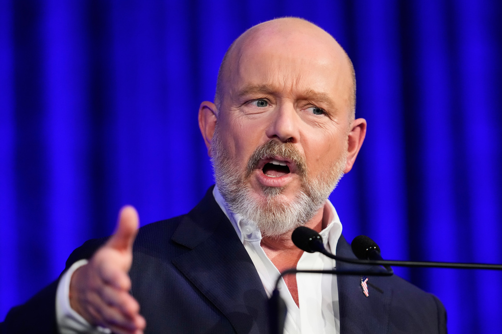 Steve Hilton speaks during a California gubernatorial debate hosted by CBS Bay Area and the San Francisco Examiner in San Francisco, Thursday, May 14, 2026. (AP Photo/Godofredo A. Vásquez, Pool)