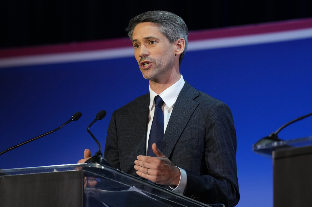 Matt Mahan speaks during a gubernatorial debate hosted by CBS LA at Pomona College in Claremont, Calif., Tuesday, April 28, 2026. (AP Photo/Jae C. Hong)