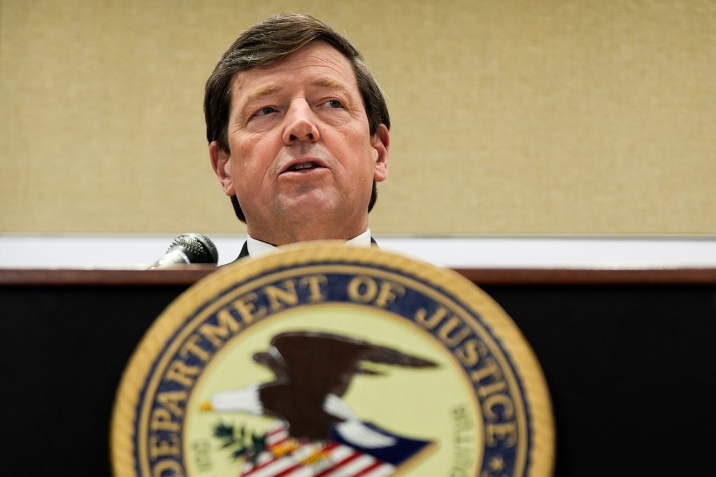 FILE - U.S. Attorney Edward R. Martin Jr. speaks at a news conference, May 13, 2025, in Washington. (AP Photo/Julia Demaree Nikhinson, File)