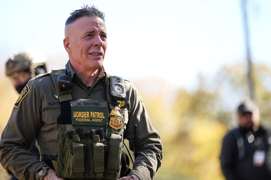 FILE - U.S. Border Patrol Commander at large Gregory Bovino looks on Nov. 17, 2025, in Charlotte, N.C. (AP Photo/Matt Kelley, file)