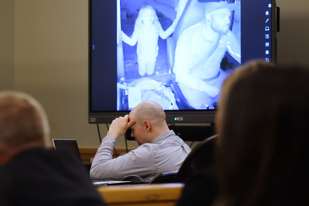 Defendant Tanner Horner reacts during testimony Tuesday, April 7, 2026, at the Tim Curry Criminal Justice Center in Fort Worth, Texas. Horner pleaded guilty to capital murder in the November 2022 strangulation killing of 7-year-old Athena Strand. (Amanda McCoy/Star-Telegram via AP, Pool)
