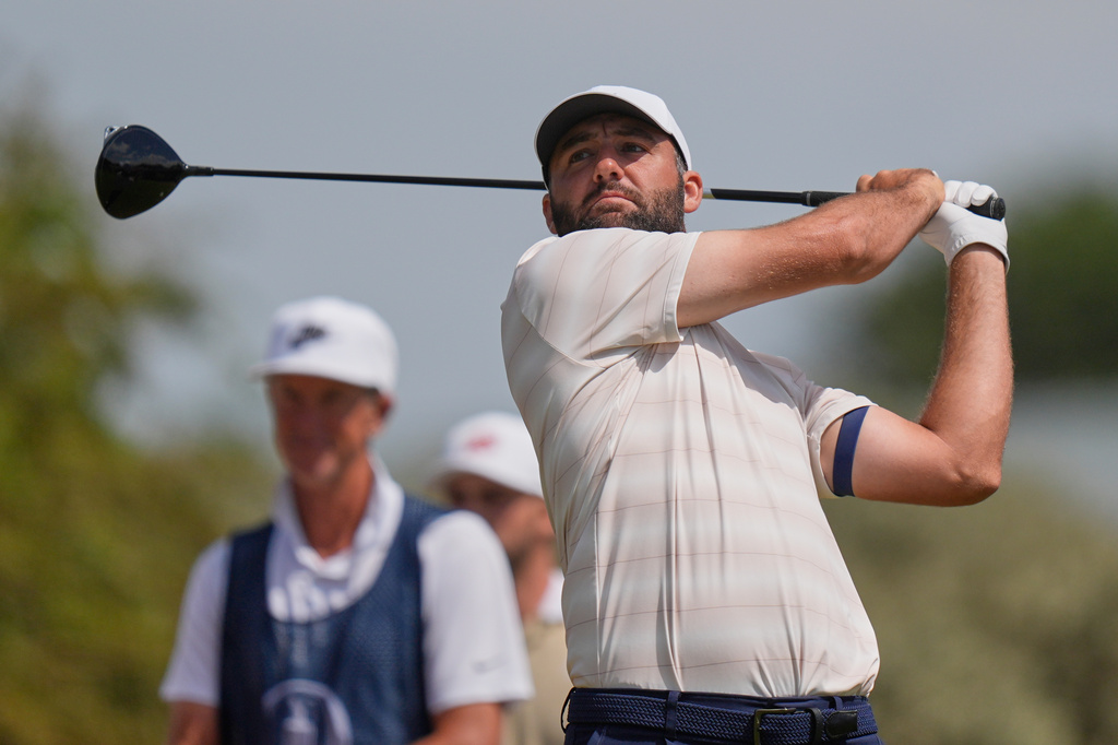 Scottie Scheffler of the United Statesplays off the 2nd tee during the final day of the British Open Golf championships at Royal Birkdale golf club, in Southport, England, Sunday, July 19, 2026. (AP Photo/David Goldman)