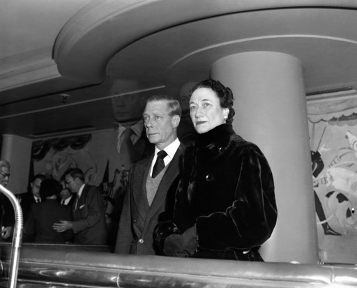 FILE - The Duke of Windsor, Prince Edward stands with his wife the Duchess of Windsor, Wallis Simpson, before he sailed on the Queen Mary from New York on Feb. 7, 1952, en route to England for the funeral of his brother, the late King George VI. (AP Photo, File) FILE - The Duke of Windsor, Prince Edward stands with his wife the Duchess of Windsor, Wallis Simpson, before he sailed on the Queen Mary from New York on Feb. 7, 1952, en route to England for the funeral of his brother, the late King George VI. (AP Photo, File)