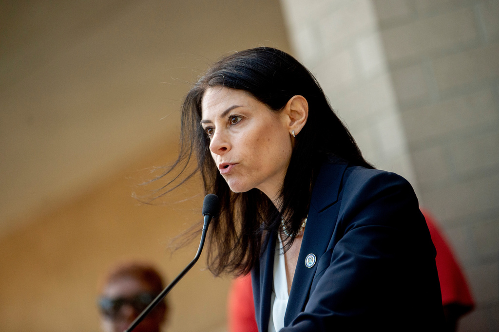 FILE - Michigan Attorney General Dana Nessel speaks during a news conference on Sept. 19, 2022, outside of the Genesee County Sheriff's Office in Flint, Mich. (Jake May/The Flint Journal via AP, File)