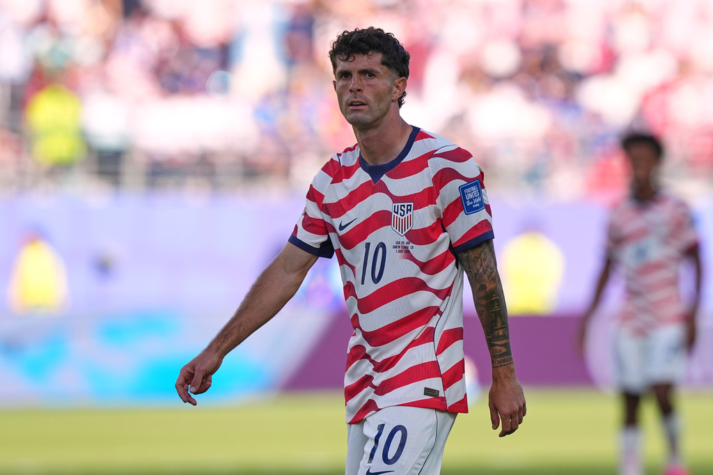 United States' Christian Pulisic (10) walks on the pitch during the World Cup round of 32 soccer match between the United States and Bosnia in Santa Clara, Calif., near San Francisco, Wednesday, July 1, 2026. (AP Photo/Martin Meissner)