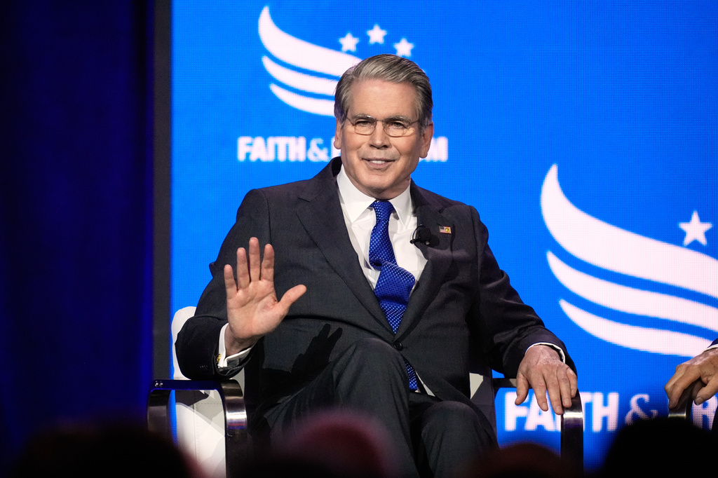 Treasury Secretary Scott Bessent speaks to the Faith & Freedom Coalition, a gathering of conservative Christian activists and leaders, Friday, June 26, 2026, in Washington. (AP Photo/Manuel Balce Ceneta)