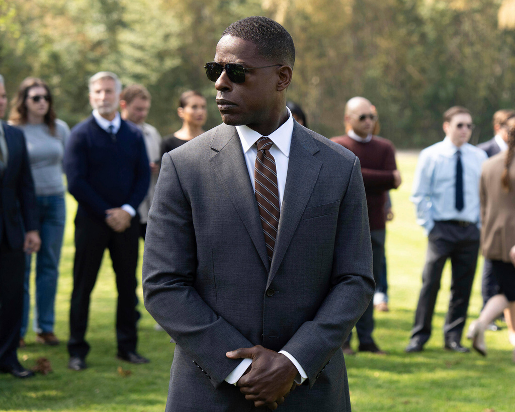 This image released by Disney shows Sterling K. Brown in a scene from "Paradise." (Ser Baffo/Disney via AP)