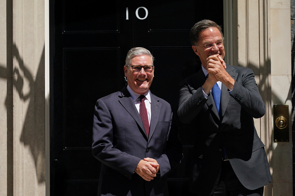 Britain's Prime Minister Keir Starmer welcomes NATO Secretary General Mark Rutte to 10 Downing Street in London, Monday, June 29, 2026.(AP Photo/Alberto Pezzali, Pool)