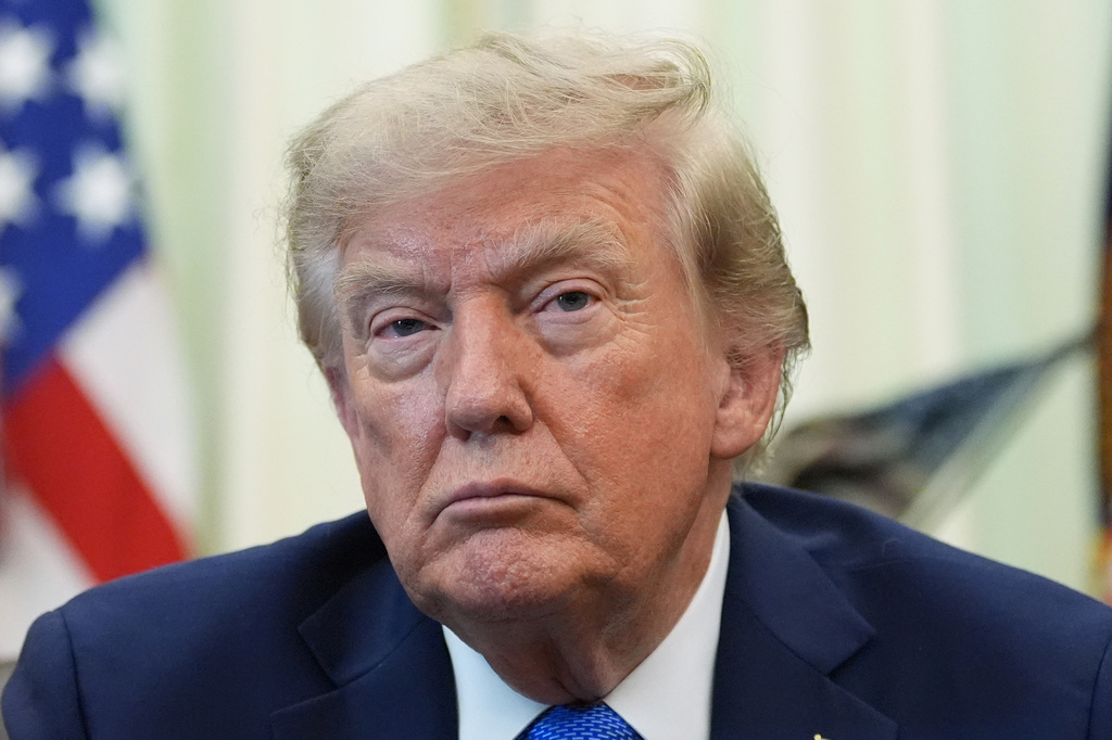 President Donald Trump speaks in the Oval Office of the White House, Thursday, Aug. 6, 2026, in Washington. (AP Photo/Alex Brandon)