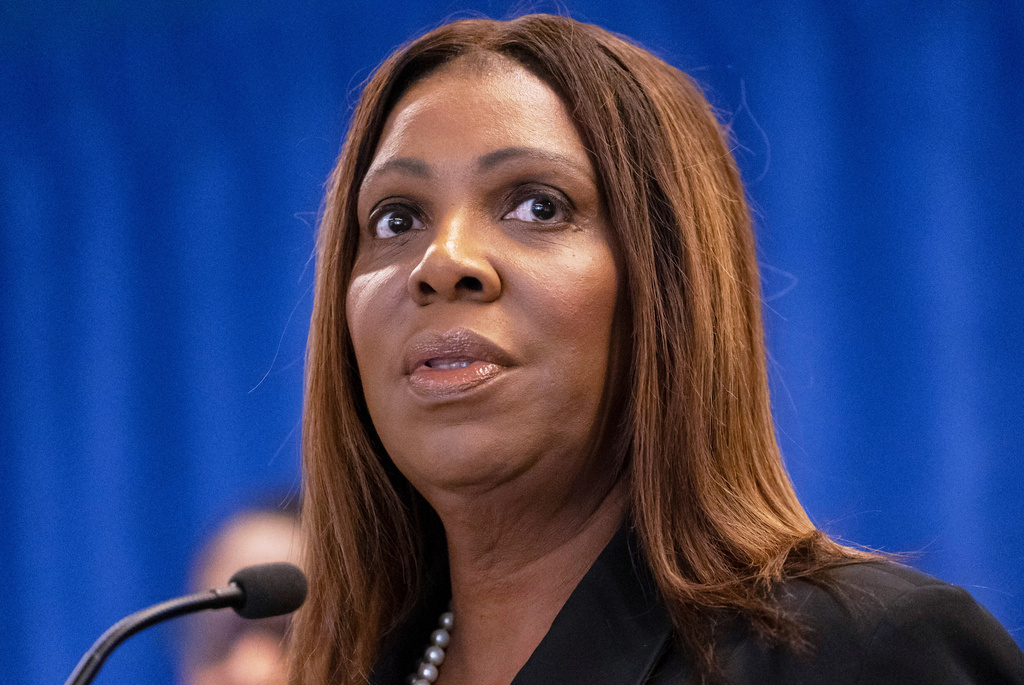 FILE - New York Attorney General Letitia James speaks during a press conference, Dec. 15, 2025, in New York. (AP Photo/Yuki Iwamura, File)