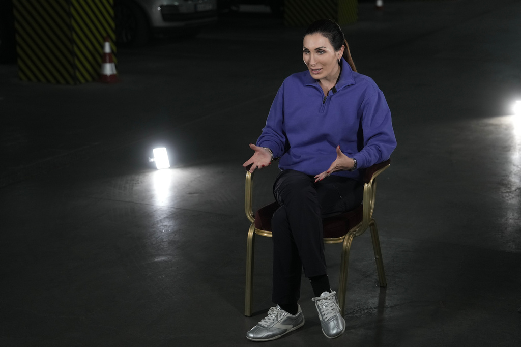 Laura Loomer speaks during her interview with The Associated Press, in Kyiv, Ukraine, Sunday, July 26, 2026. (AP Photo/Andrew Kravchenko)