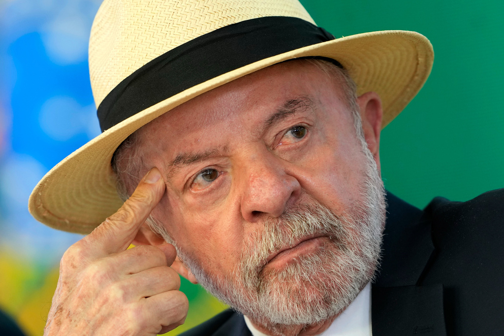 Brazilian President Luiz Inacio Lula da Silva attends a ceremony to sign a bill allocating funds for credit lines under a program that supports Brazilian companies affected by U.S. tariffs, in Brasilia, Brazil, Wednesday, July 22, 2026. (AP Photo/Eraldo Peres)