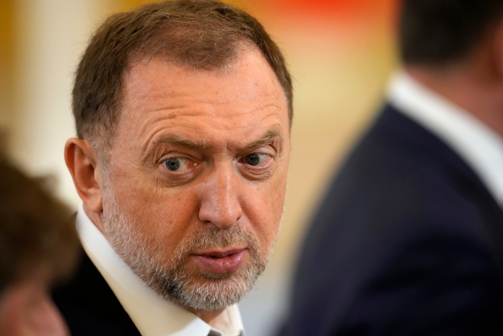 FILE - Russian businessman Oleg Deripaska attends the meeting of Russian President Vladimir Putin and Indian Prime Minister Narendra Modi in the Kremlin in Moscow, July 9, 2024. (AP Photo/Alexander Zemlianichenko, File)