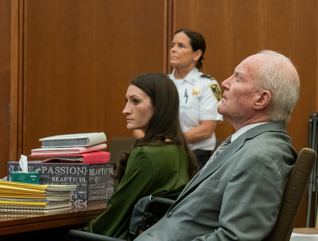 Defense attorney Kevin Reddington closes his eyes as he listens to the judge talk to the jury before recessing during Lindsay Clancy's murder trial Wednesday, Aug. 19, 2026, in Plymouth, Mass. (Amanda Sabga/The Boston Herald via AP, Pool)