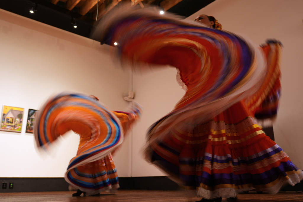 Members of the Guadalupe Dance Company perform at a kick off for Hispanic Heritage month in San Antonio, Texas, Wednesday, Sept. 2, 2026. (AP Photo/Eric Gay)