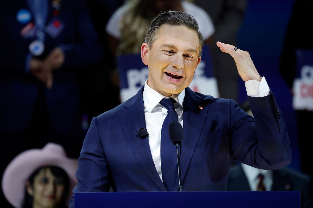 Conservative Party Leader Pierre Poilievre, delivers his keynote address at the party's national convention in Calgary, Friday, Jan. 30, 2026. (Larry MacDougal /The Canadian Press via AP)