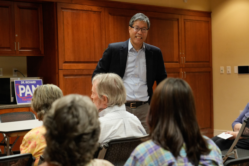 Richard Pan, the Democratic candidate for the California 6th District seat in the House of Representatives in the Nov. 3 election, appears at a campaign event, in Roseville, Calif., Thursday, Aug. 6, 2026. (AP Photo/Rich Pedroncelli)