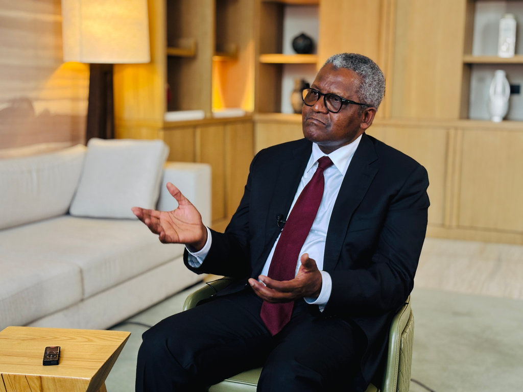 Nigerian industrialist Aliko Dangote speaks during an interview with the Associated Press, in Nairobi, Kenya, Tuesday, Sept. 29, 2026. (AP Photo/Jackson Njehia)